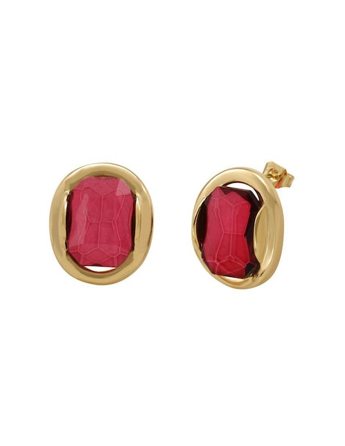Aretes ovalados Unlimited By Ob con acabado chapa de oro cristal