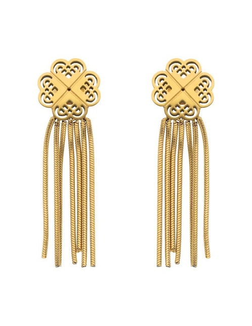 Aretes de trébol Nuvi Trebol Dorado con acabado brillante