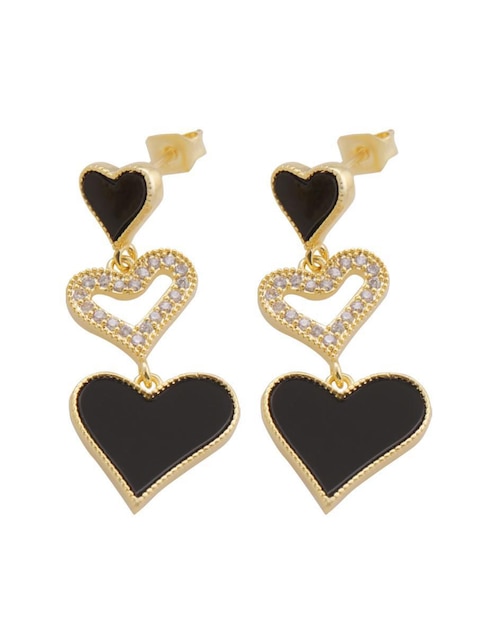 Aretes de corazón 18 K con acabado esmaltado zirconia Aretes de corazón 18 K con acabado esmaltado zirconia