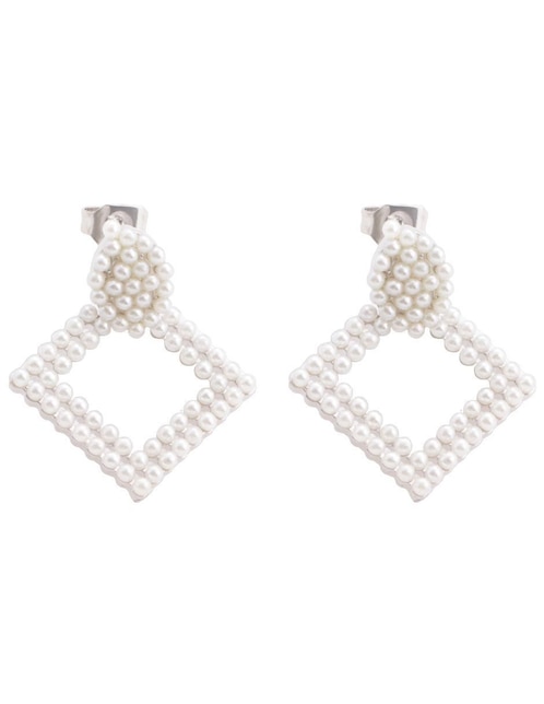 Aretes Unlimited By Ob con acabado baño rodio imitación perla