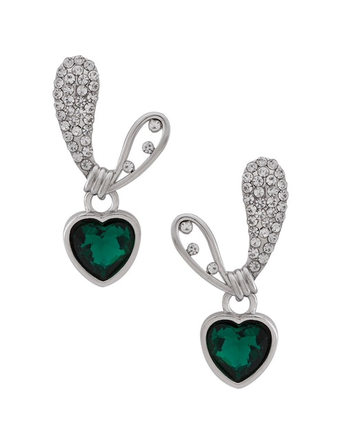 Aretes de corazón Unlimited By Ob con acabado baño rodio cristal