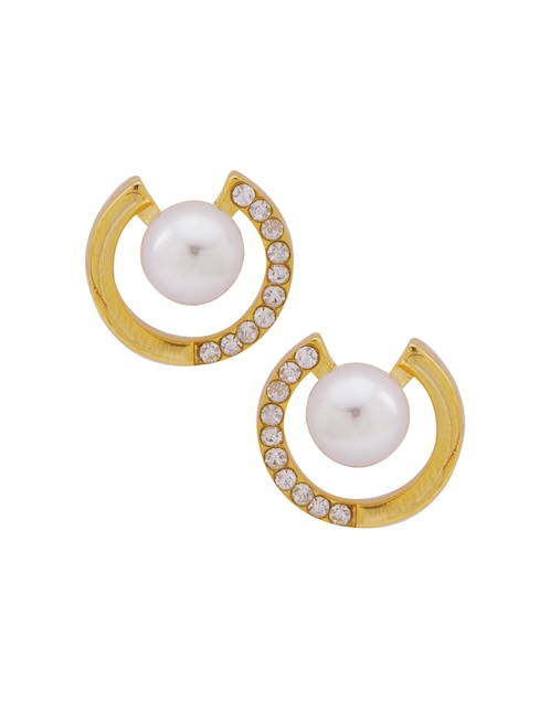 Aretes redondos Unlimited By Ob con acabado chapa de oro cristal