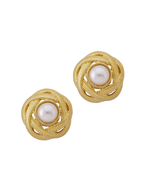 Aretes redondos Unlimited By Ob con acabado chapa de oro imitación perla