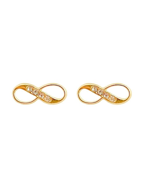 Broqueles de infinito Lenna de oro con acabado brillante circonita
