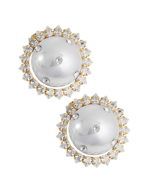 Aretes redondos con acabado chapa de oro perla 1