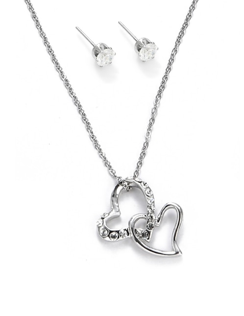 Aretes y collar de corazón LIEB moda cristal