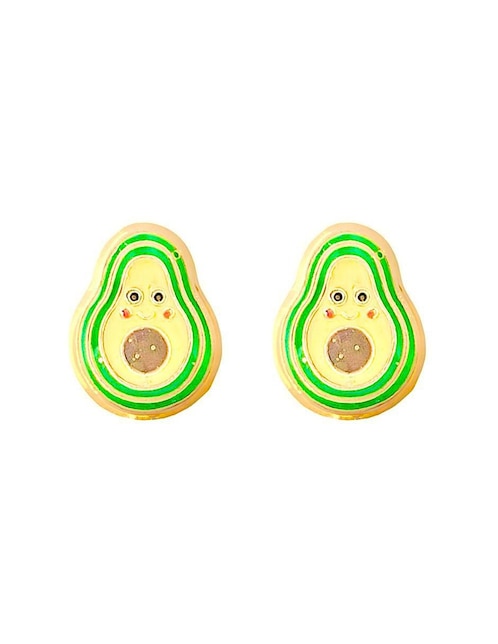 Broqueles de aguacate Lenna de oro con acabado esmaltado