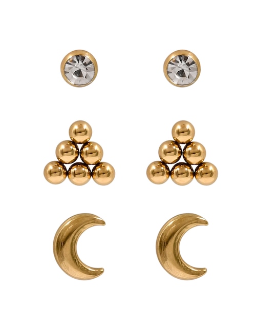 Set de aretes circulares Bizou con acabado brillante fantasía