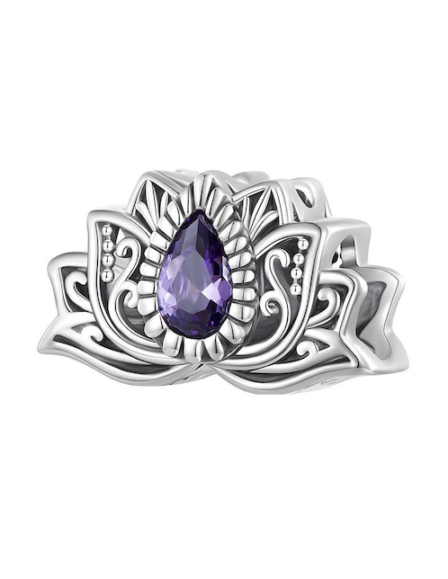 Charm de flor de loto Ame Jewelry Collection de plata P 925 zirconia