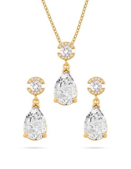 Aretes y collar de gota zirconia