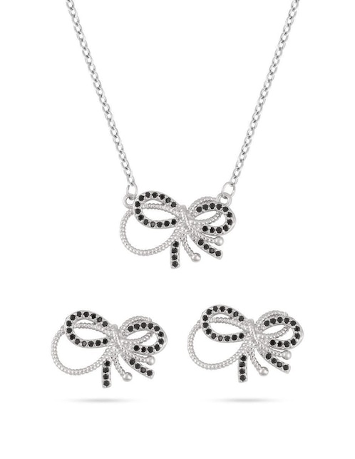 Aretes y collar de moño sin gema Aretes y collar de moño sin gema