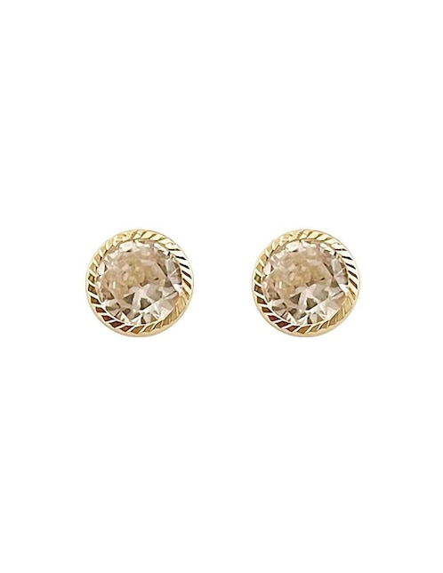 Broqueles redondos de oro con acabado brillante zirconia 1