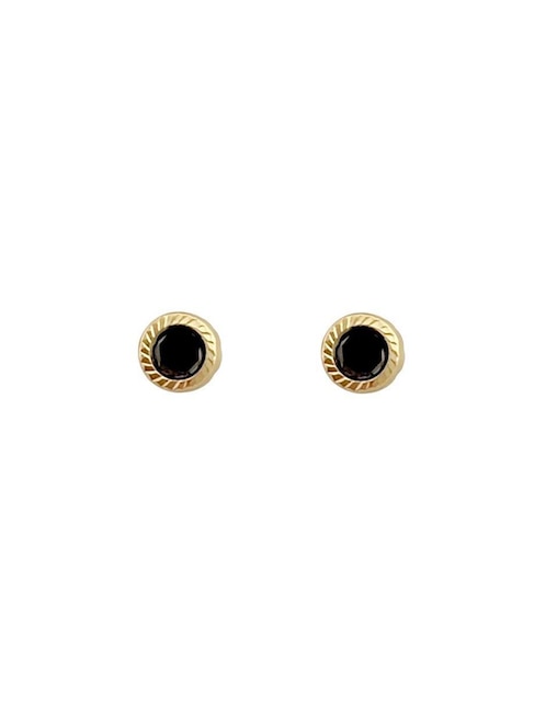 Broqueles redondos Lenna de oro con acabado brillante zirconia