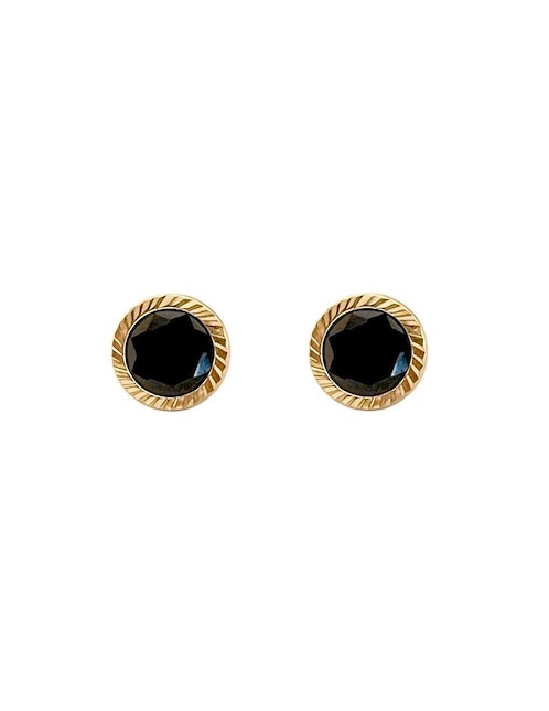 Broqueles redondos de oro con acabado brillante zirconia 1
