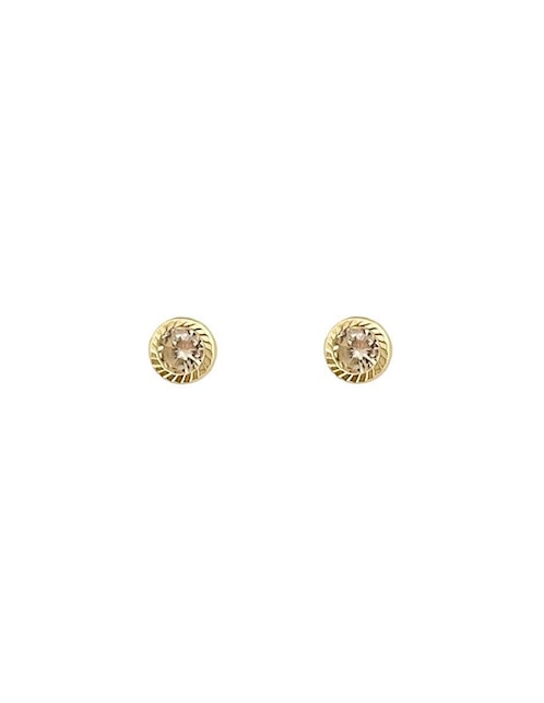 Broqueles redondos Lenna de oro con acabado brillante zirconia