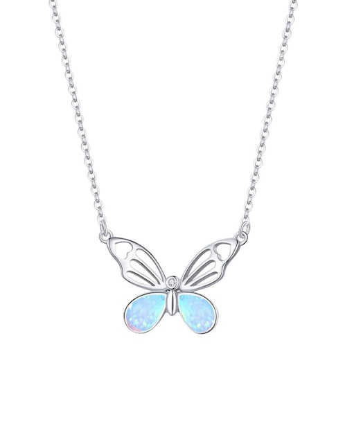 Collar Mariposa Plata 925 Bañado Oro Rosa Con Circonitas - Elegante Y Ajustable 45 Cm