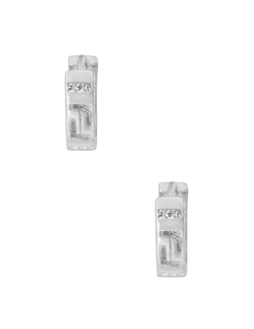 Aretes huggies redondos Unlimited By Ob de plata P 925 con acabado plateado zirconia
