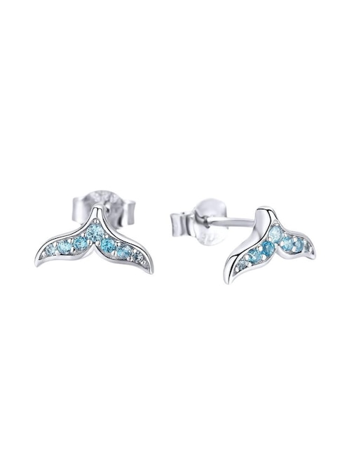 Broqueles de pez Chulada Nature de plata P 925 con acabado pavé circonita