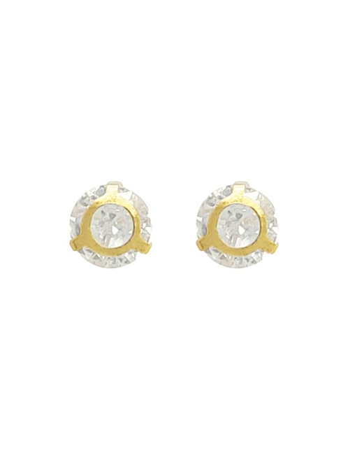 Broqueles redondos Lenna de oro con acabado brillante zirconia