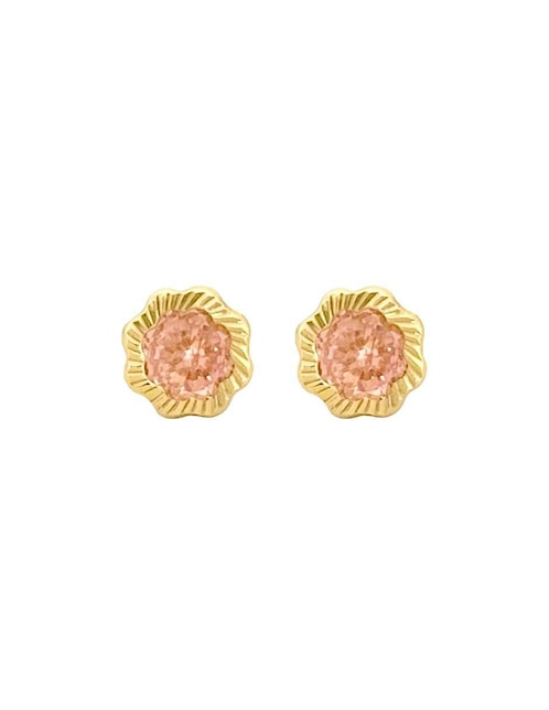 Broqueles de flor Lenna de oro con acabado diamantado zirconia
