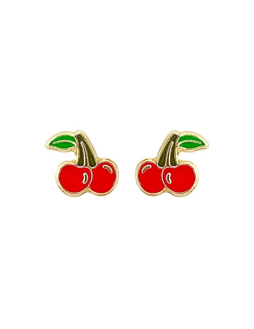Broqueles de cereza Lenna de oro con acabado esmaltado