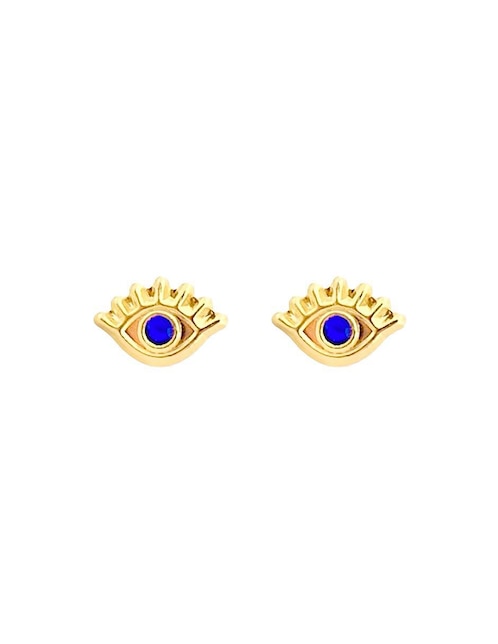 Broqueles de ojo turco Lenna de oro con acabado brillante zirconia