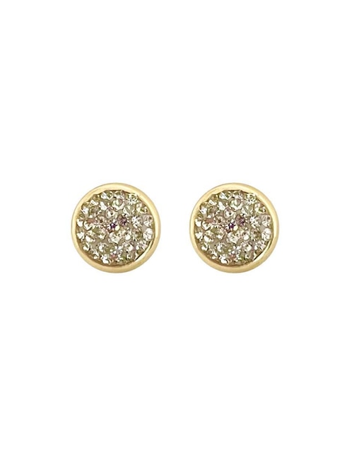 Broqueles redondos Lenna de oro con acabado brillante zirconia