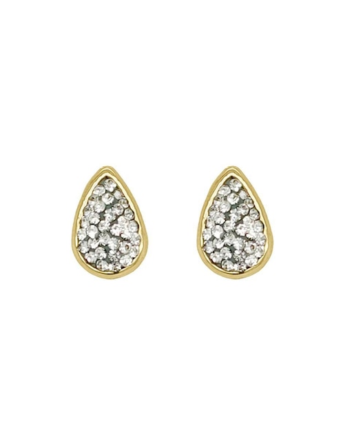 Broqueles de gota de oro con acabado brillante zirconia 1