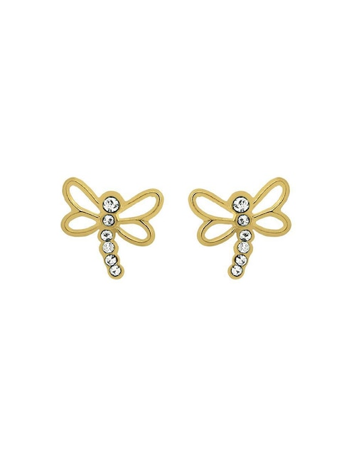 Broqueles de libélula Lenna de oro con acabado brillante zirconia