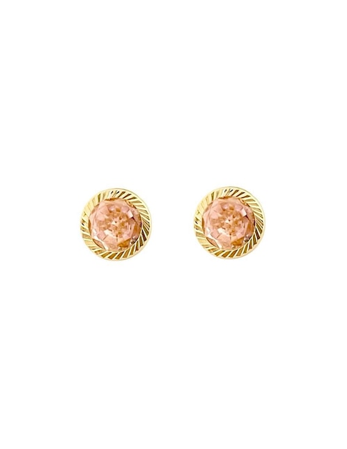 Broqueles redondos de oro con acabado diamantado zirconia 1