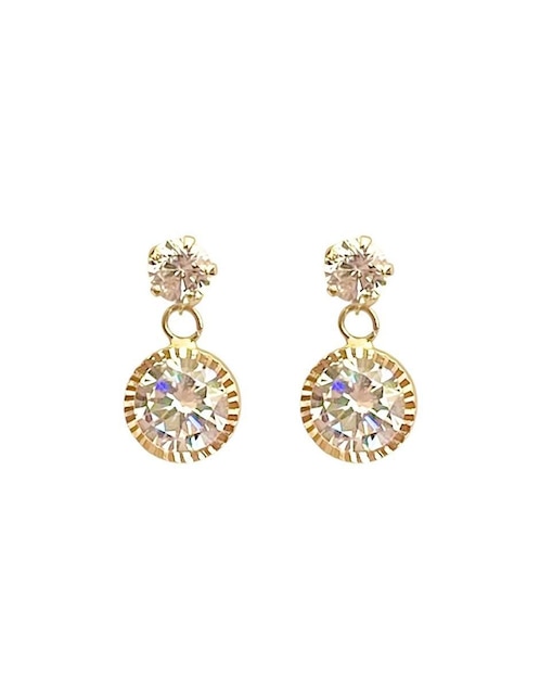 Aretes redondos Lenna de oro con acabado brillante zirconia