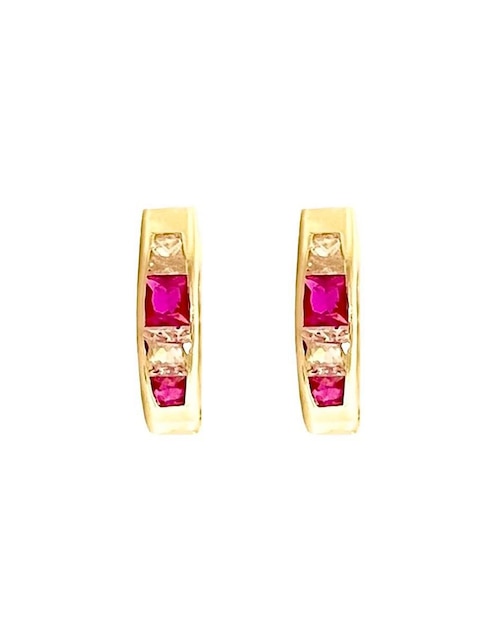 Aretes redondos Lenna de oro con acabado brillante zirconia