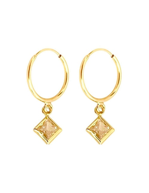 Arracadas de rombo Lenna de oro con acabado brillante zirconia