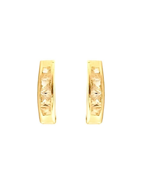 Aretes redondos de oro con acabado brillante zirconia 1