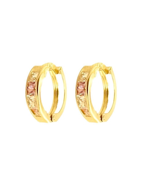 Aretes redondos Lenna de oro con acabado brillante zirconia