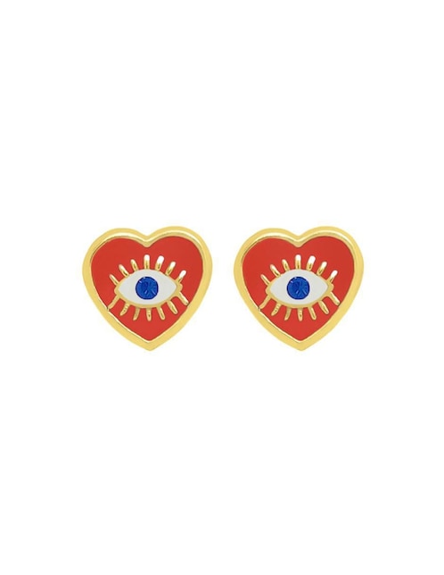 Broqueles de corazón Lenna de oro con acabado esmaltado