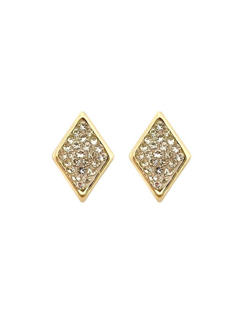Broqueles de rombo Lenna de oro con acabado brillante zirconia