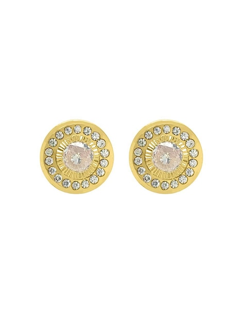 Broqueles redondos Lenna de oro con acabado brillante zirconia