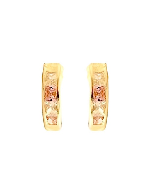 Aretes redondos Lenna de oro con acabado brillante zirconia