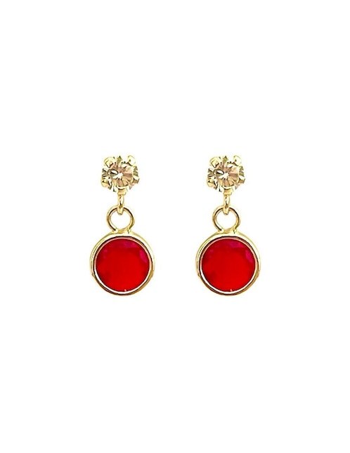 Aretes redondos Lenna de oro con acabado brillante zirconia