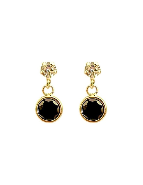 Aretes redondos Lenna de oro con acabado brillante zirconia