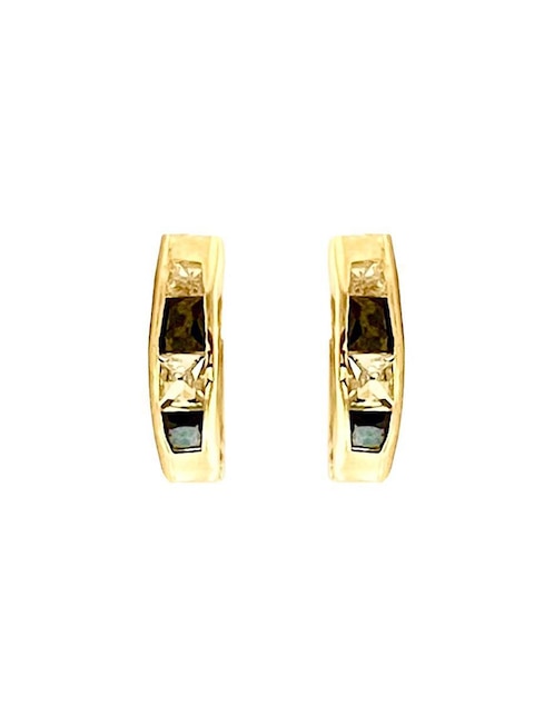 Aretes redondos Lenna de oro con acabado brillante zirconia