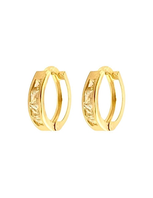 Aretes redondos Lenna de oro con acabado brillante zirconia