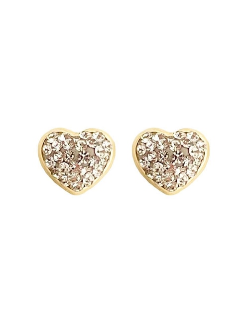 Broqueles de corazón de oro con acabado brillante zirconia 1