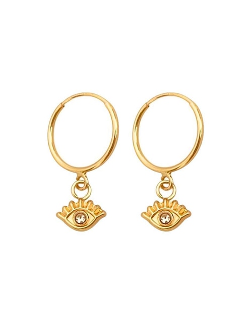 Arracadas de ojo turco Lenna de oro con acabado brillante zirconia