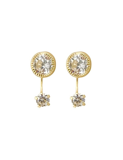 Aretes redondos Lenna de oro con acabado brillante zirconia