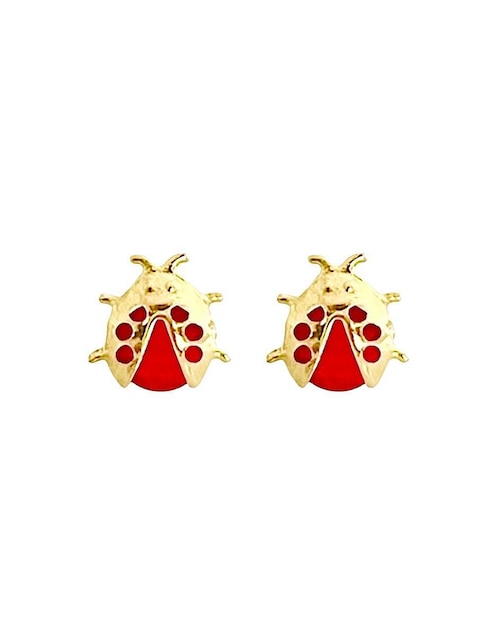 Broqueles de catarina Lenna de oro con acabado brillante zirconia