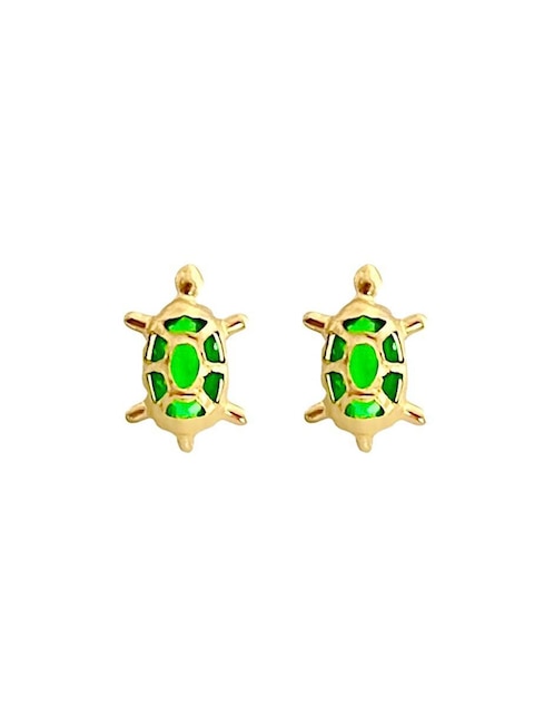 Broqueles de tortuga Lenna de oro con acabado brillante zirconia
