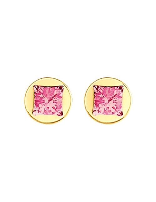 Broqueles redondos Lenna de oro con acabado brillante zirconia