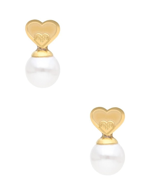 Broqueles de corazón Nuvi con acabado brillante imitación perla